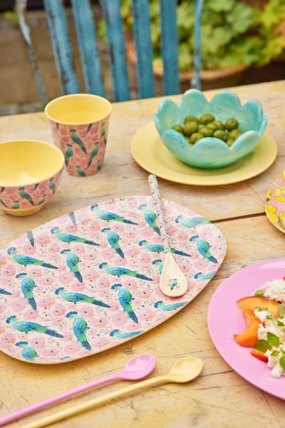 Rice, oval tallerken exotic bird print