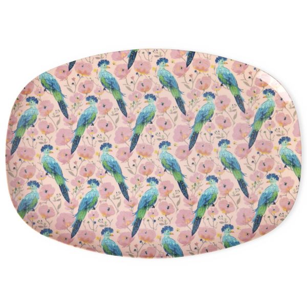 Rice, oval tallerken exotic bird print